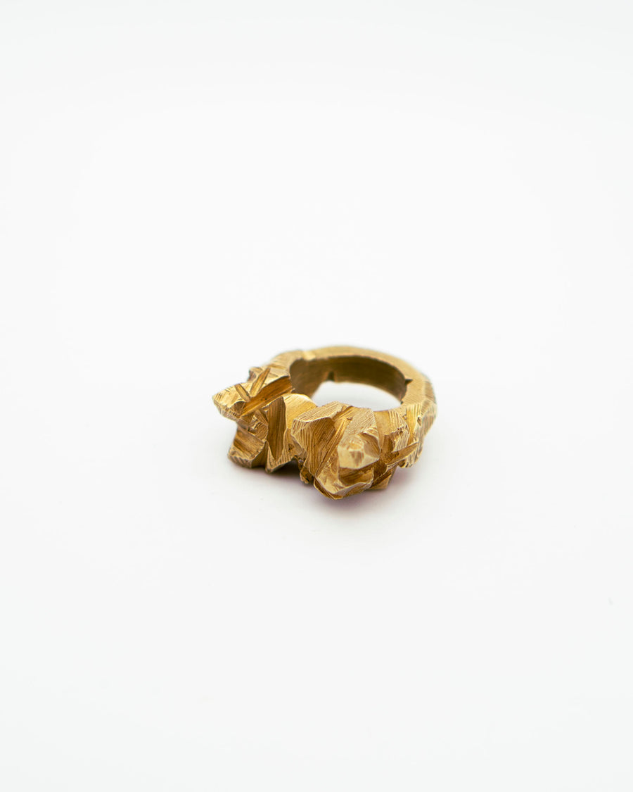 Or-Impact by Emilie Somers | Ring Big Rock Gold Plated