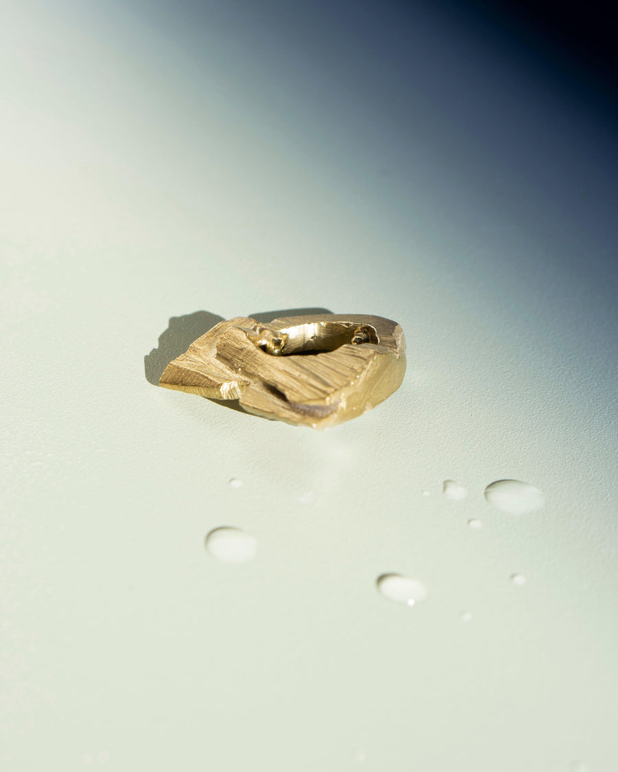 Or-Impact by Emilie Somers | Ring Raw Slice Silver Gold Plated