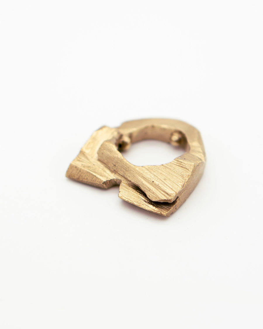 Or-Impact by Emilie Somers | Ring Raw Slice Silver Gold Plated